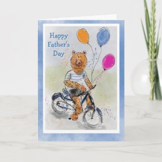 Cute Bear on A Bicycle With Balloons Father's Day Card