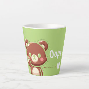 Cute Bear “Oops!” Green Latte Mug – Kawaii Bear