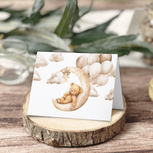 Cute Bear Oven the Moon Baby Shower Thank you Card