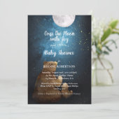Cute Bear Over The Moon Baby Shower Invitation (Standing Front)