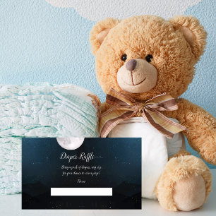 Cute Bear Over The Moon Diaper Raffle Enclosure Card