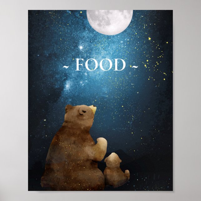 Cute Bear Over The Moon Food Poster (Front)