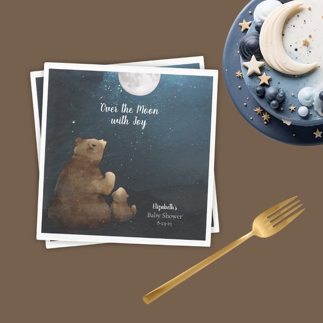 Cute Bear Over The Moon Napkins (Creator Uploaded)
