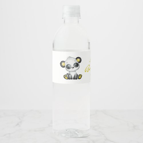 Cute Bear Panda Baby Shower Water Bottle Label