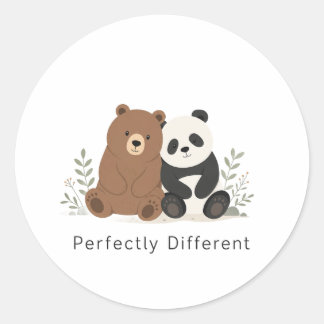 Cute Bear & Panda Neurodiversity Inclusion Classic Round Sticker