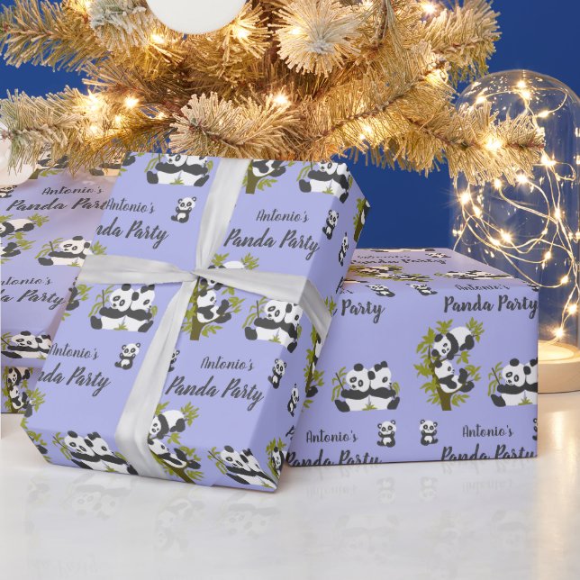 Cute Bear Pandas Party Boy Birthday Gift  Wrapping Paper (Holidays)