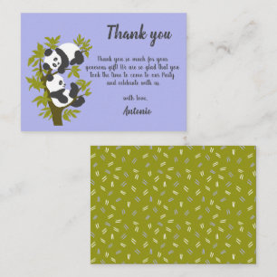 Cute Bear Pandas Party Boy Birthday Thank you Gift Enclosure Card