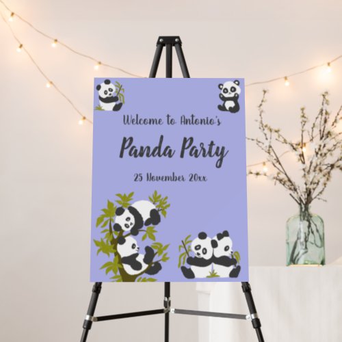 Cute Bear Pandas Party Boy Birthday Welcome Foam Board