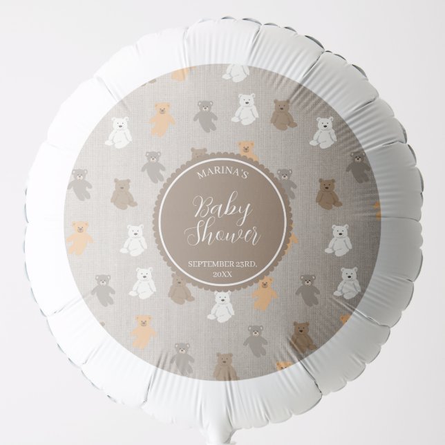 Cute Bear Pattern Baby Shower Balloon (Front)