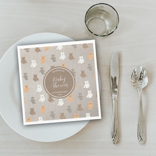 Cute Bear Pattern Baby Shower Napkins