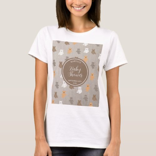 Cute Bear Pattern Baby Shower T_Shirt