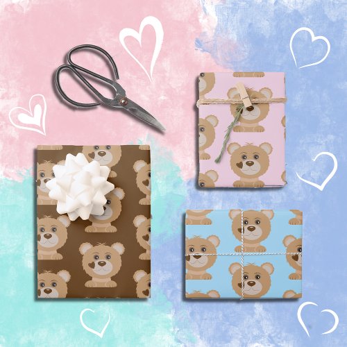 Cute Bear Pattern Baby Shower Wrapping Paper Sheet