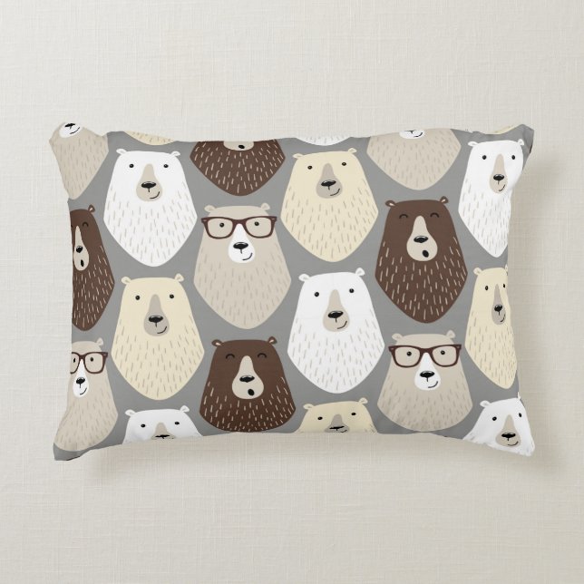 Cute Bear Pattern Fathers Day Gift Funny Dad Bear Accent Pillow (Front)
