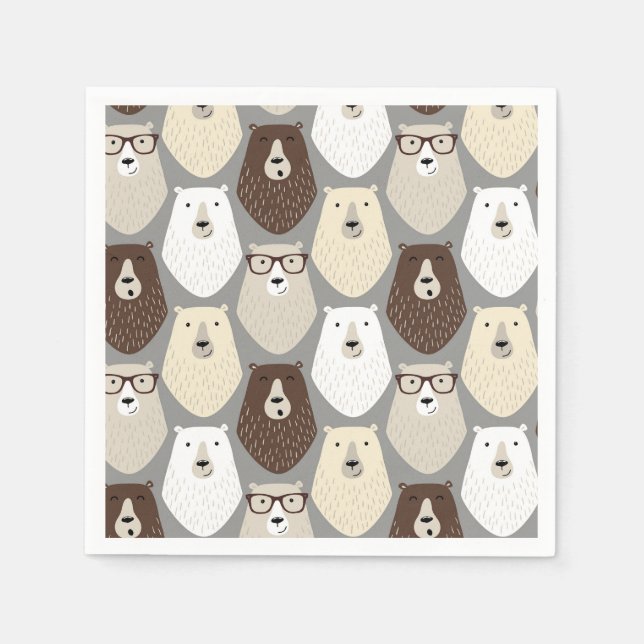 Cute Bear Pattern Fathers Day Gift Funny Dad Bear Napkins (Front)