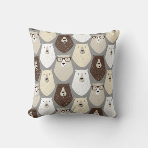 Cute Bear Pattern Fathers Day Gift Funny Dad Bear Throw Pillow