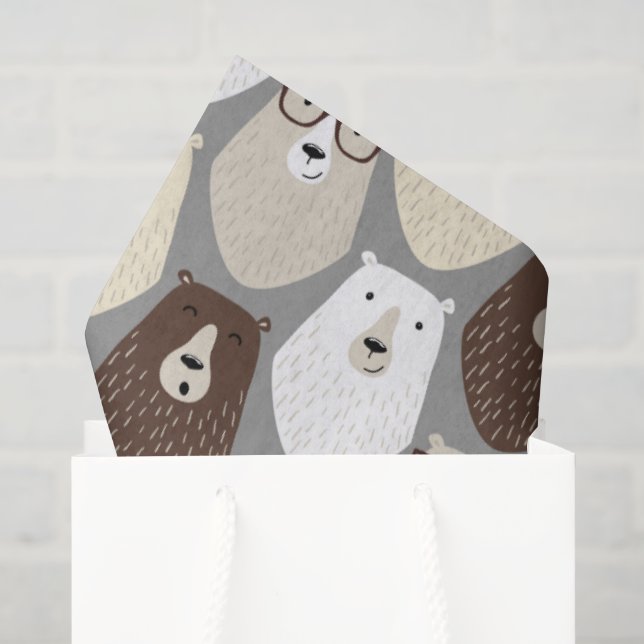 Cute Bear Pattern Fathers Day Gift Funny Dad Bear Tissue Paper (Gift Bag)