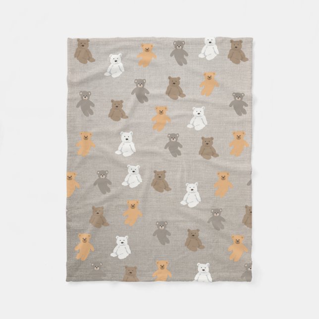 Cute Bear Pattern  Fleece Blanket (Front)