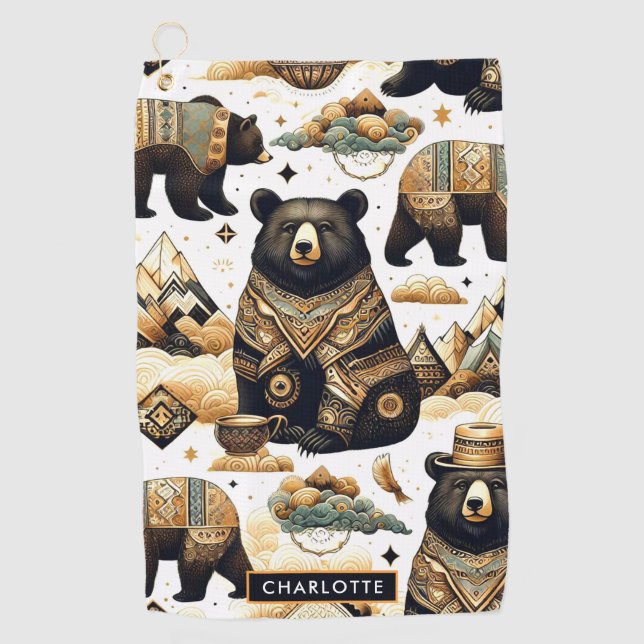Cute Bear Pattern Golf Towel (Front)