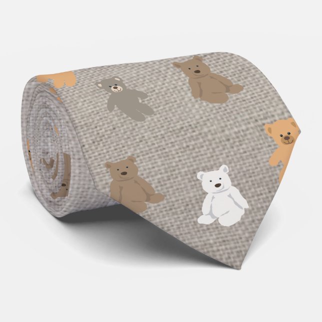 Cute Bear Pattern  Neck Tie (Rolled)