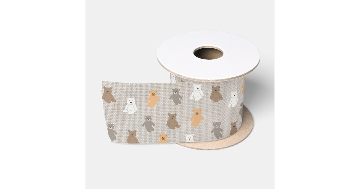 Cute Bear Pattern Satin Ribbon | Zazzle