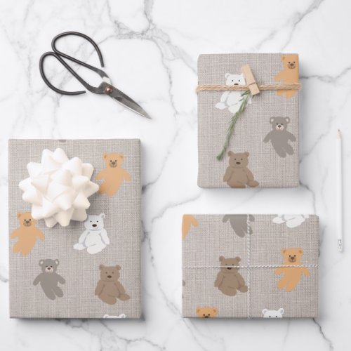 Cute Bear Pattern  Wrapping Paper Sheets