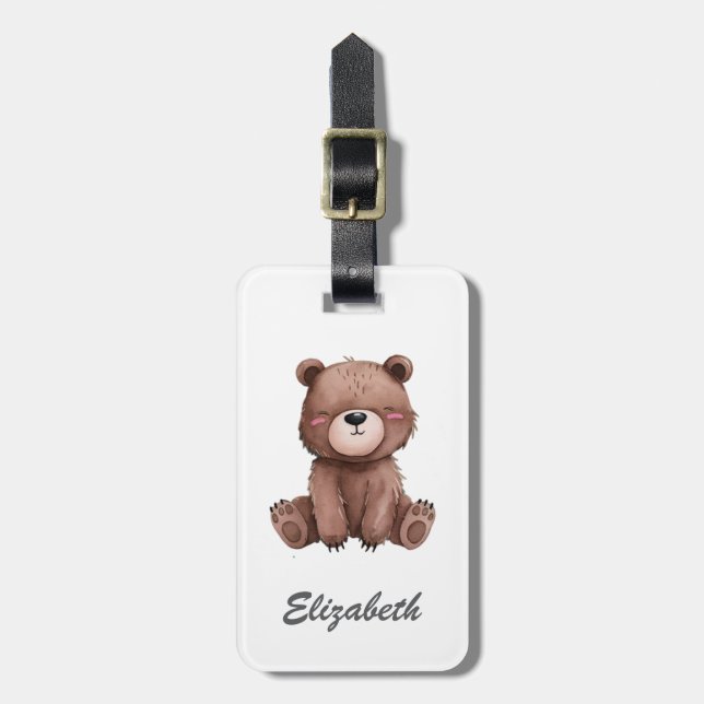 Cute Bear Personalized Kid's Luggage Tag (Front Vertical)