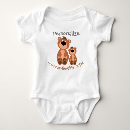 Cute Bear Personalized Name Baby Bodysuit