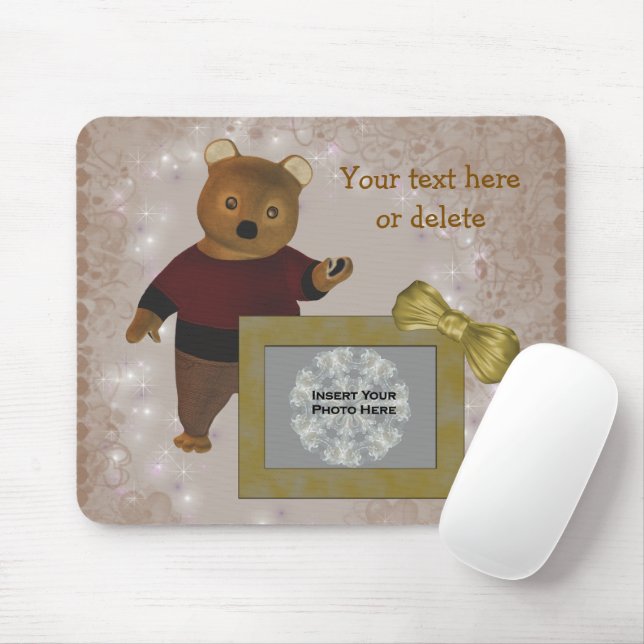 Cute Bear Personalized Photo  Mouse Pad (With Mouse)
