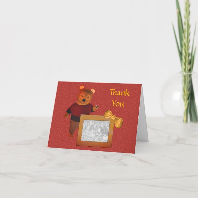 Cute Bear Personalized Photo Thank You Card (Front)