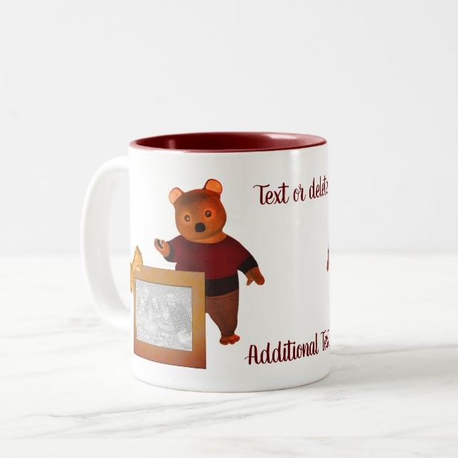 Cute Bear Personalized Photo  Two-Tone Coffee Mug (Front Left)