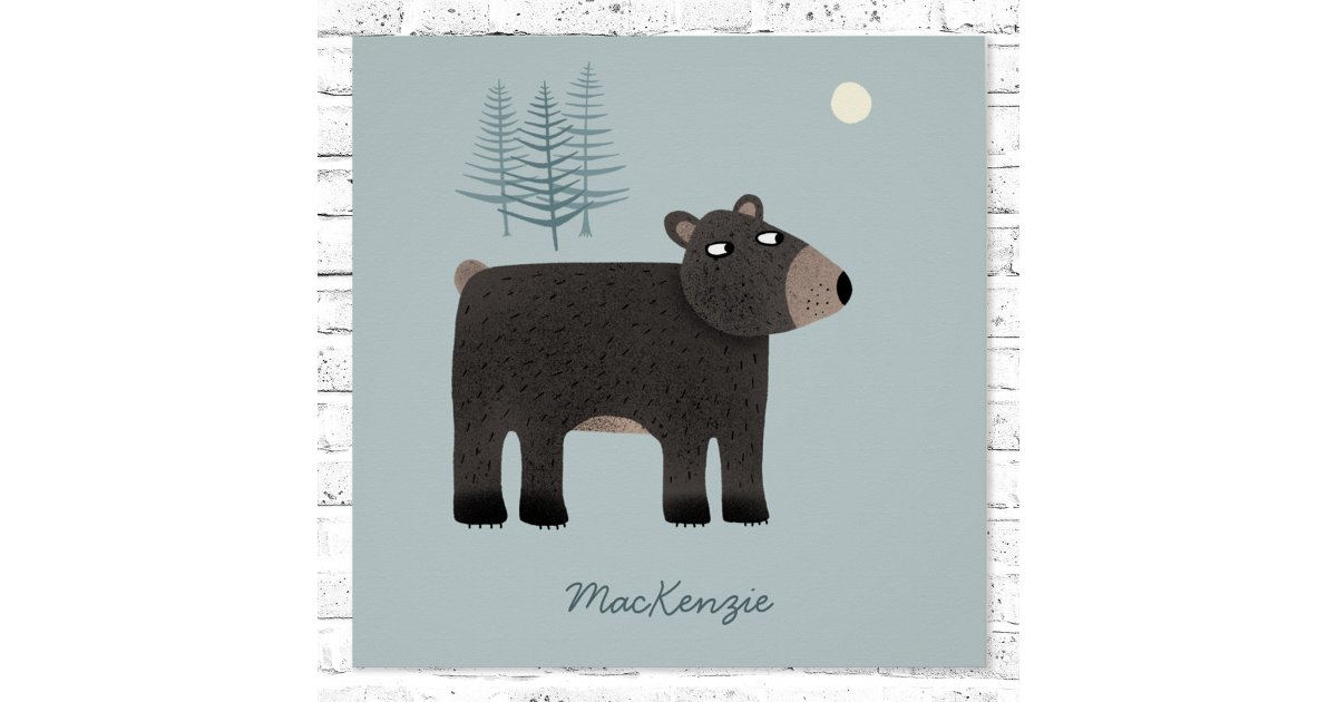 Cute Bear Personalized Poster | Zazzle