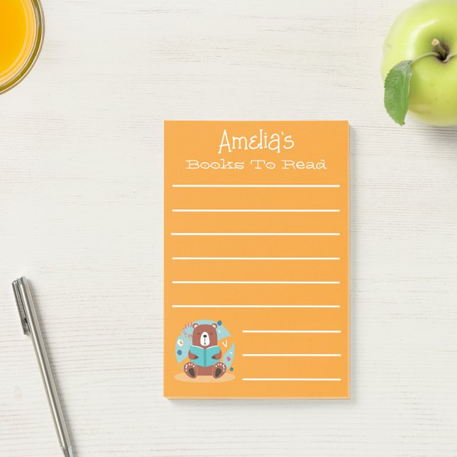 Cute Bear Personalized Reading list Post-it Notes (Creator Uploaded)