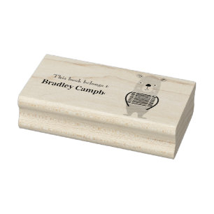 Cute Bear Personalized “This Book Belongs To”  Rubber Stamp