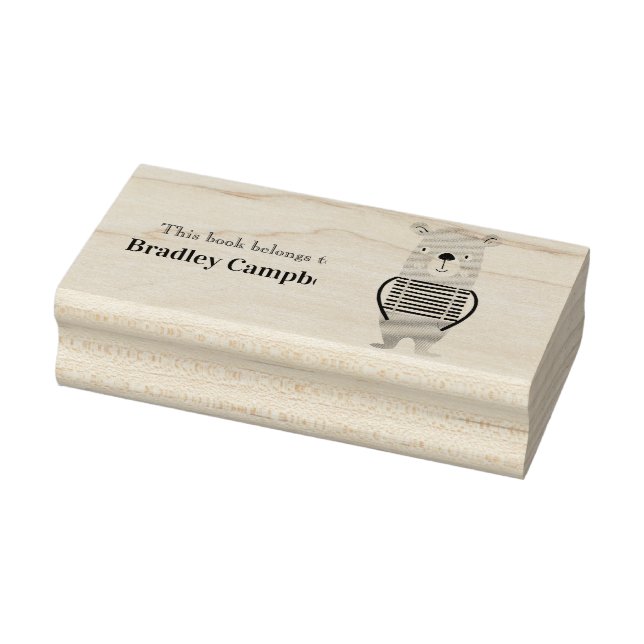 Cute Bear Personalized “This Book Belongs To”  Rubber Stamp (Stamp)