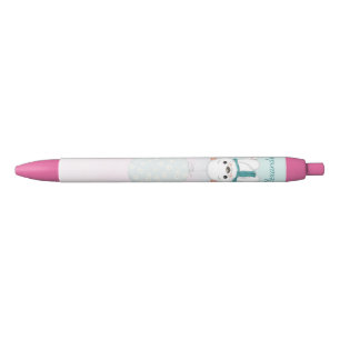Cute Bear Pink Custom Name kids Pen