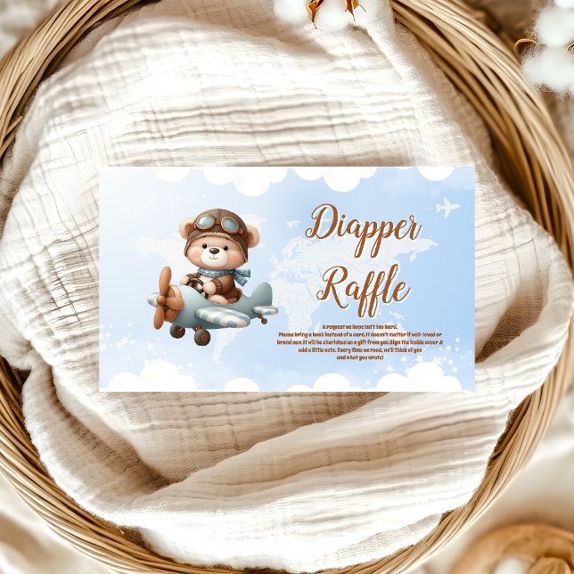Cute Bear Plane Adventure Begins  Diapper Raffle Enclosure Card (Creator Uploaded)