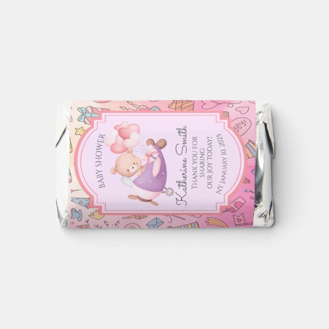 Cute bear plane  Baby Shower Chocolate Hershey's Miniatures (Front)
