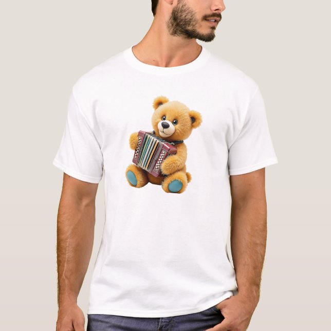 Cute bear playing the accordion. T-Shirt (Front)