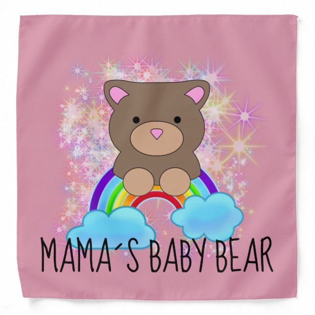 Cute Bear Pretty Pink for Baby Girl Bandana (Front)