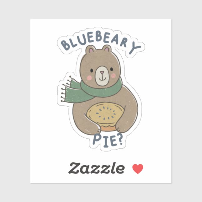 Cute Bear Pun: Bluebeary Pie? Sticker (Sheet)