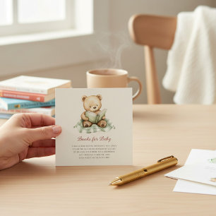 Cute Bear Reading Book Baby Shower Book Request  Enclosure Card