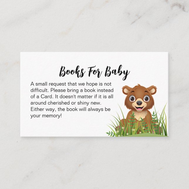 Cute Bear Safari Theme Baby Shower Book Request Enclosure Card (Front)