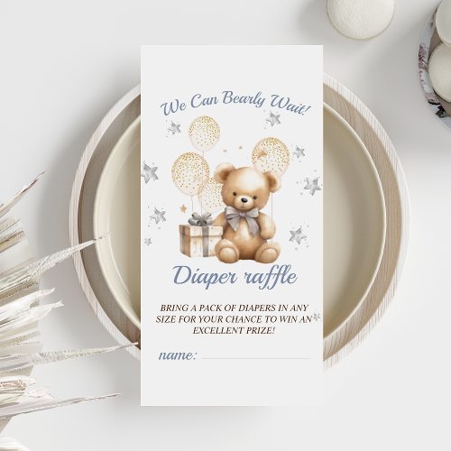 Cute Bear Shower Diaper Raffle Enclosure Card