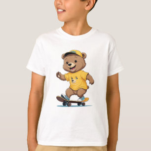 🛹💛 Cute Bear Skateboard Design T-Shirt