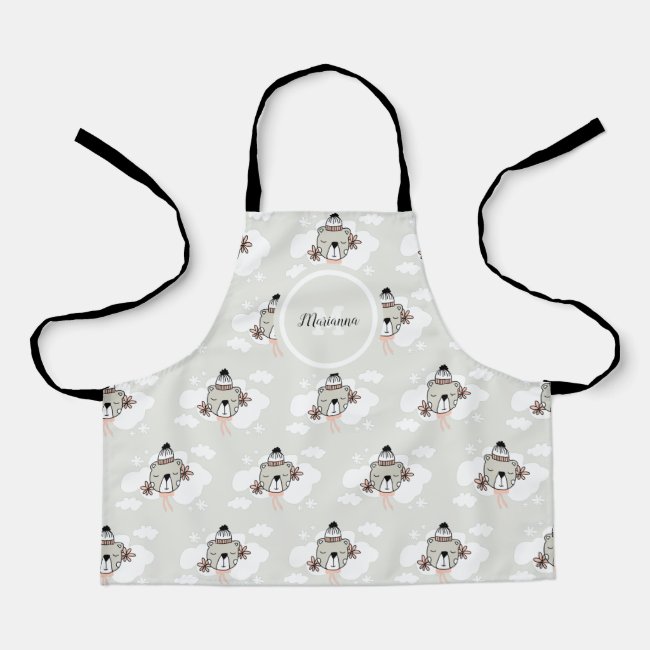 Cute Bear Sleeping Gender Neutral Personalized Apron