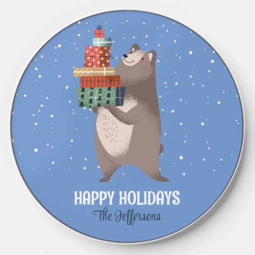 Cute Bear Snowy Winter Holiday Christmas Animal Wireless Charger