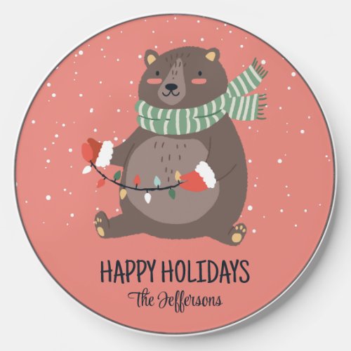 Cute Bear Snowy Winter Holiday Christmas Animal Wireless Charger