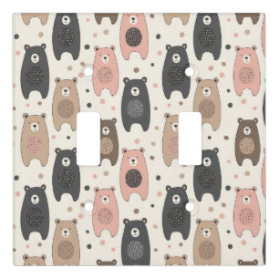Cute Bear - Soft Pastel Woodland (1) Light Switch Cover