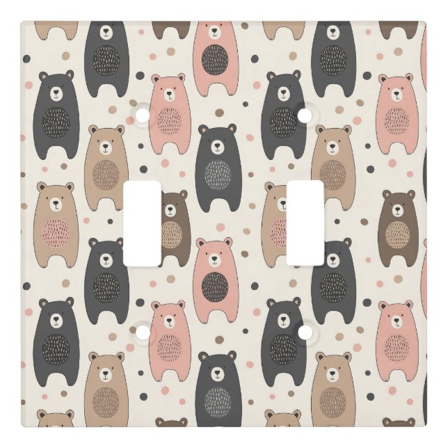 Cute Bear - Soft Pastel Woodland (1) Light Switch Cover (Front)