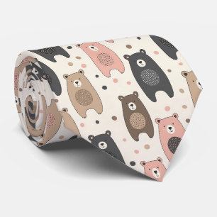Cute Bear - Soft Pastel Woodland (1) Neck Tie